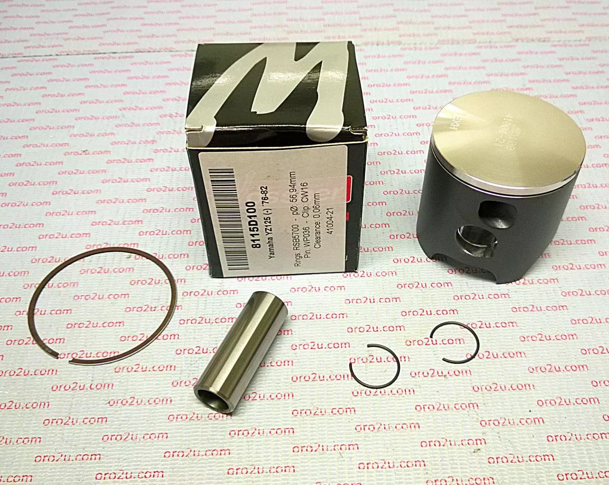 PISTON KIT 76-82 YZ125 56.50, FORGED WOSSNER 8115D050