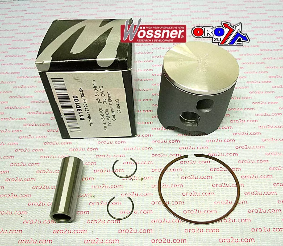 PISTON KIT 86-88 YZ125 57.00, WOSSNER 8118D100 YAMAHA MX