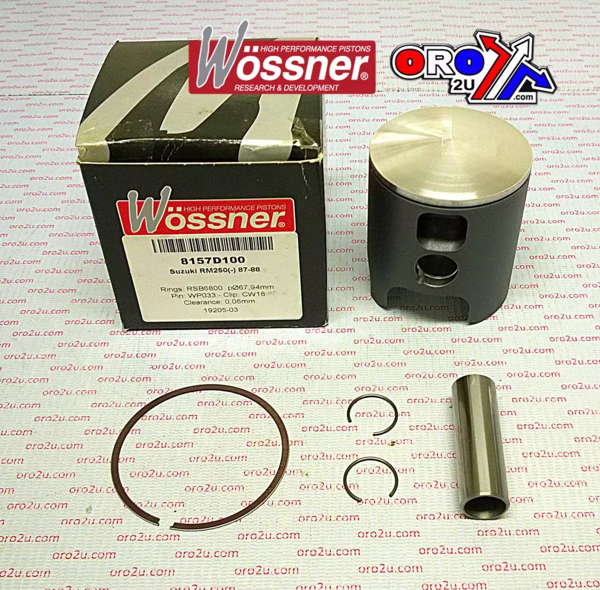 PISTON KIT 87-88 RM250 67.00, WOSSNER 8157DA SUZUKI MX 12110-00B24-0F0