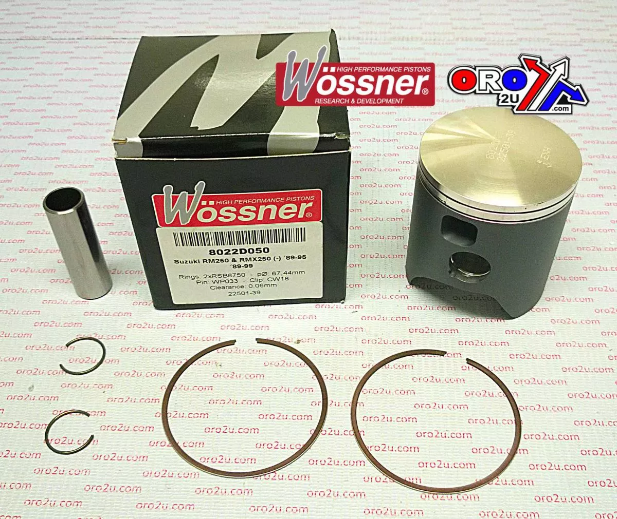 PISTON KIT 89-95 RM250 67.00 C, WOSSNER 8022DC SUZUKI MX