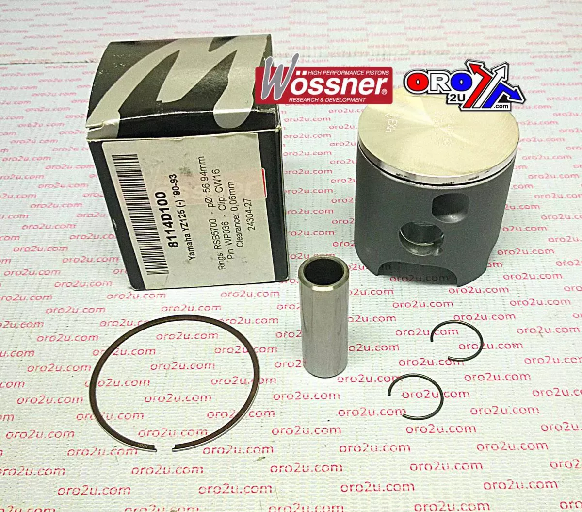 PISTON KIT 90-93 YZ125 56.00 C, WOSSNER 8114DC YAMAHA MX
