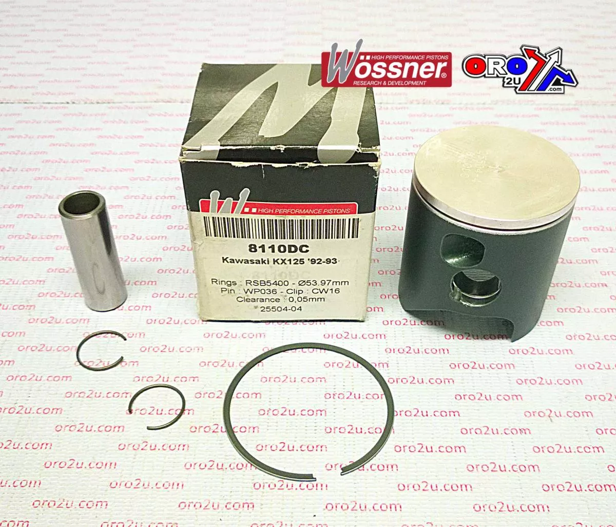 PISTON KIT 92-93 KX125 54.00, WOSSNER 8110DB KAWASAKI MX