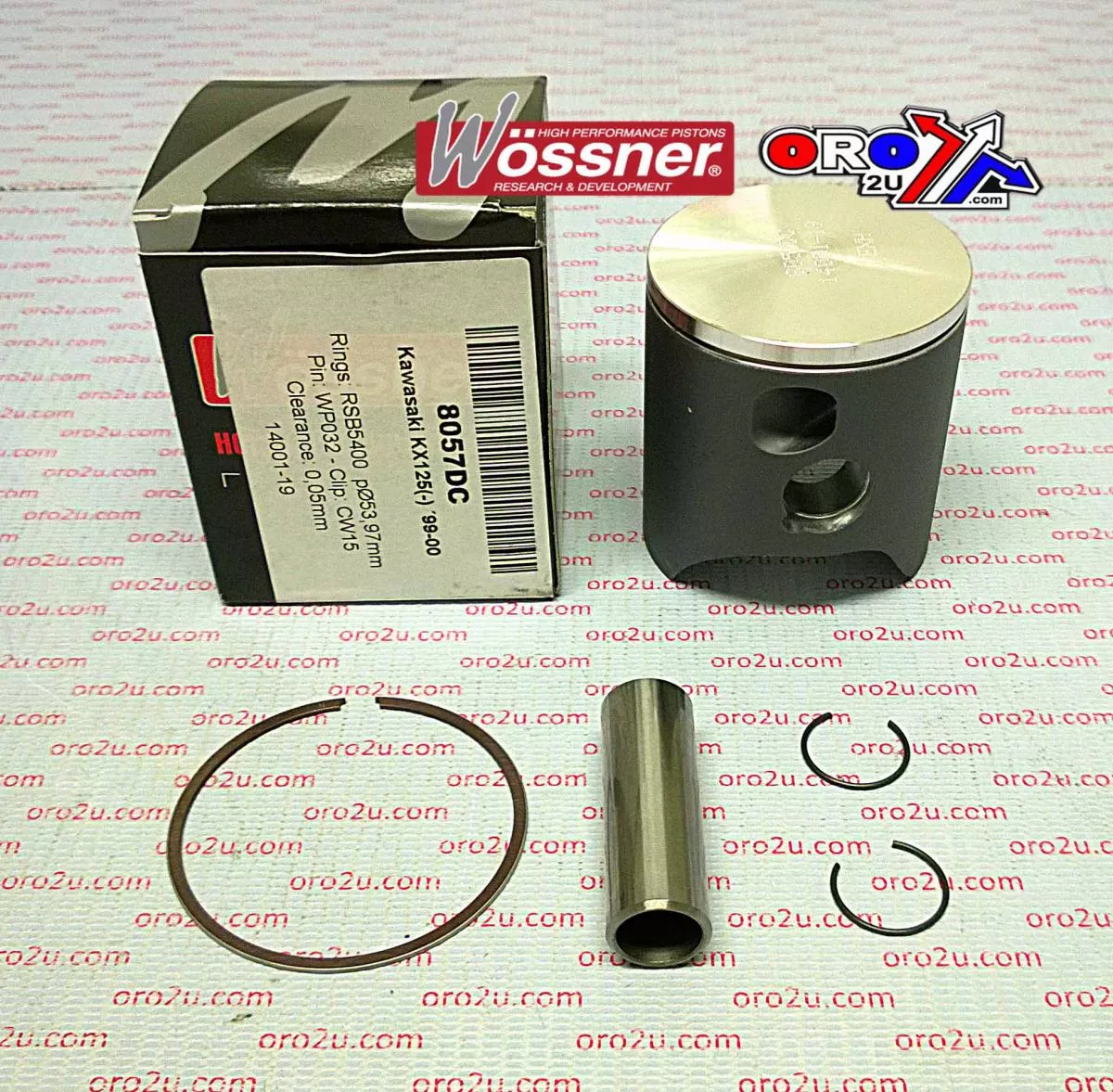 PISTON KIT 99-00 KX125 54.00 B, WOSSNER 8057DB KAWASAKI