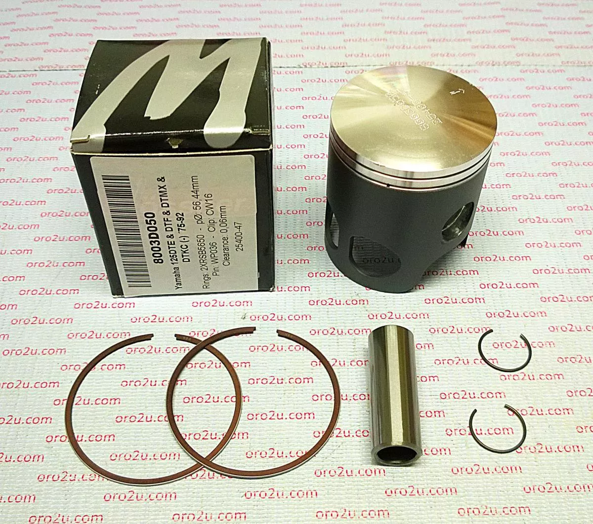 PISTON KIT DT RD 125 56.50, WOSSNER 8003D050 YAM 75-92