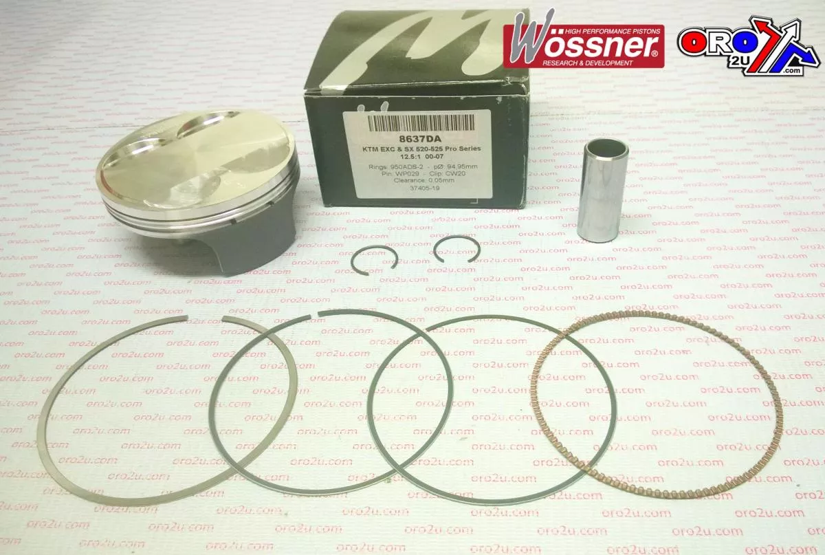 PISTON KIT KTM 520 525 EXC SX, WOSSNER 8637D200 KTM 00-09 HC