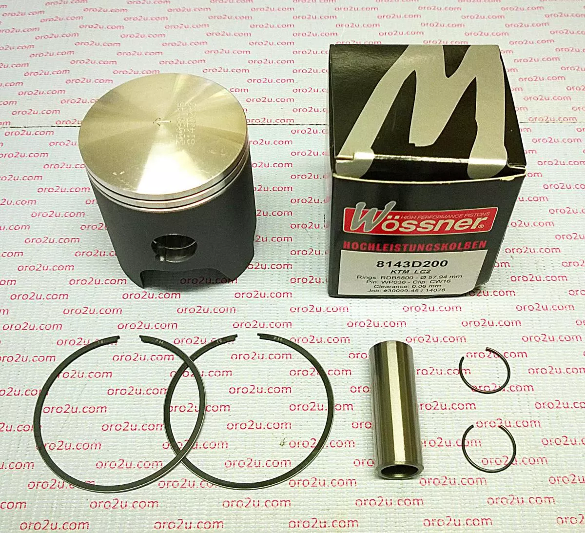 PISTON KIT KTM125 LC2 57.50, FORGED WOSSNER 8143D150