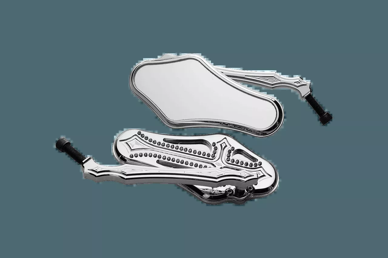 Precision Billet Mirrors for Harley Davidson -Dark Side Edition -Chrome (Pair)
