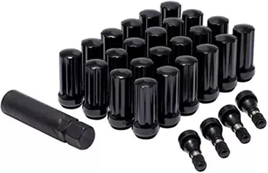 Pro Comp Alloys 16104B Lug Nut Kit 14x2 HT Spline 6 Lugs Black w/Valve Stem