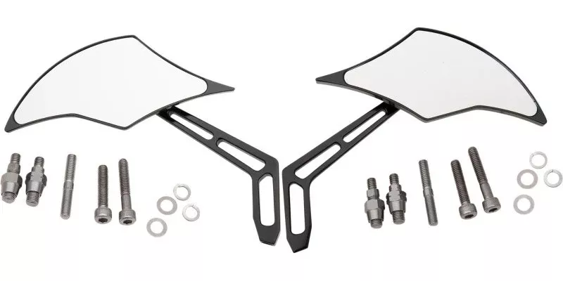 Pro One Black Weekend Warrior Billet Aluminum Left & Right Flame Mirrors Harley
