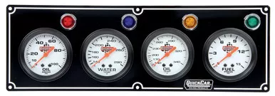 QuickCar 4-Gauge Panel Oil Pressure Water Temperature Oil Temperature Fuel Pressure Black 61-6721