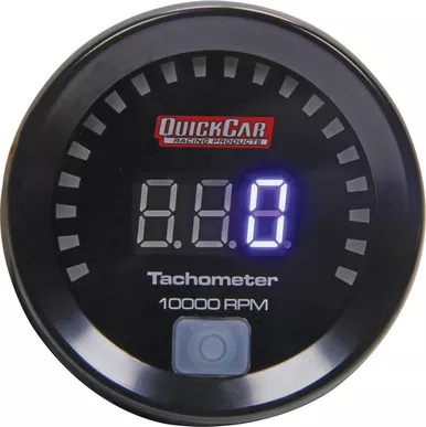 QuickCar Digital Tachometer 2-1/16in 9990 RPM Black Face 67-001