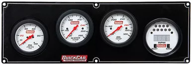 QuickCar Extreme 3-in-1 Gauge Panel with Tach Oil Pressure Water Temperature Oil Temperature White Face 61-7041