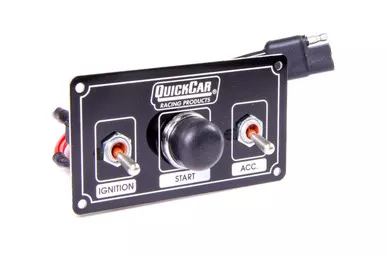 QuickCar Ignition Panel Black 4.625 x 2.5 in 2 Toggles 1 Momentary Button 50-820