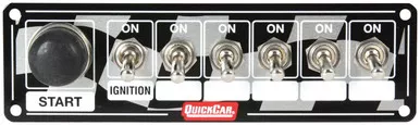 QuickCar Racing Products Ignition Switch Panel 6-7/8 x 2 6 Toggles 1 Momentary Button 50-165