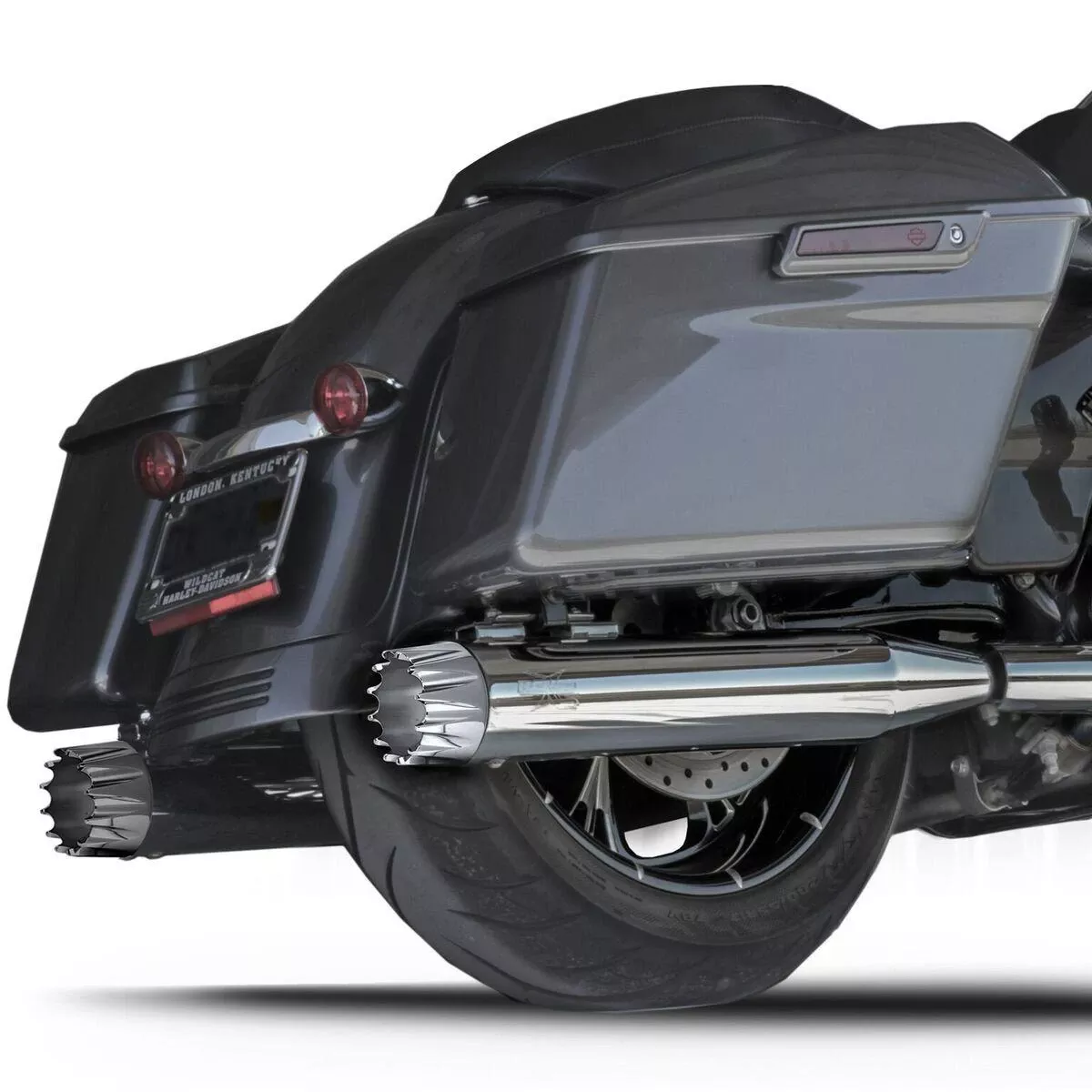 RCX 4 inch Slip On Mufflers for '99-16 Harley Davidson Touring Models (Select Tips) - Chrome