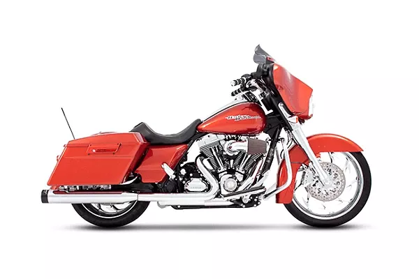 Rinehart Racing4 inch Slip-on Mufflers for '95-16 Harley Davidson FL Models - Chrome w/ Black End Caps