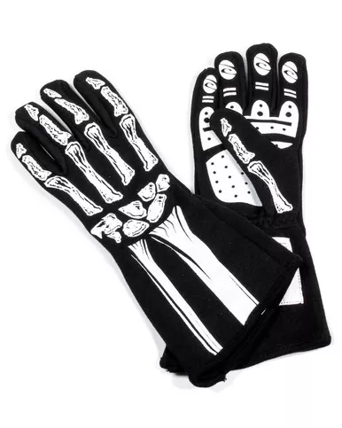RJS Double Layer White Skeleton Gloves Medium 600080137