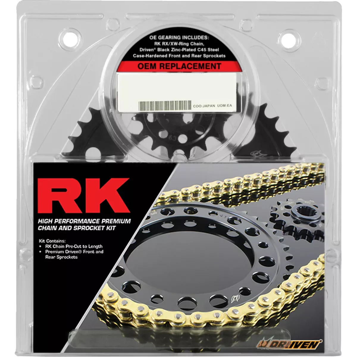 RK 1230-1593 2127-010EX OEM Replacement Chain and Sprocket Kit Chain and Sprocket Kit – OEM Replacement – Natural – Kawasaki ZRX 1200 ’01-’06
