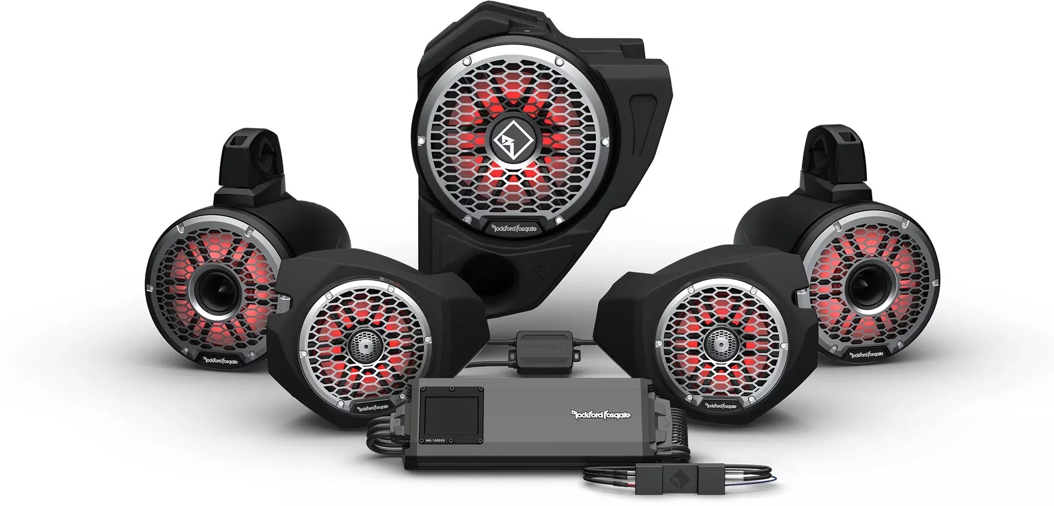Rockford Fosgate Ride Command 3-Way 1500w Front Rear Horn Color Optix Speaker Subwoofer