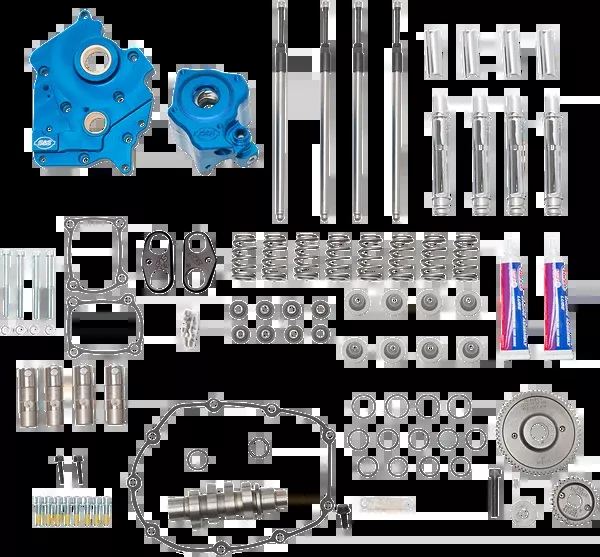 S&S Cycle Cam Chest Kit With Plate – Gear Drive – Oil Cooled – 550 Cam – Chrome Pushrods – M8