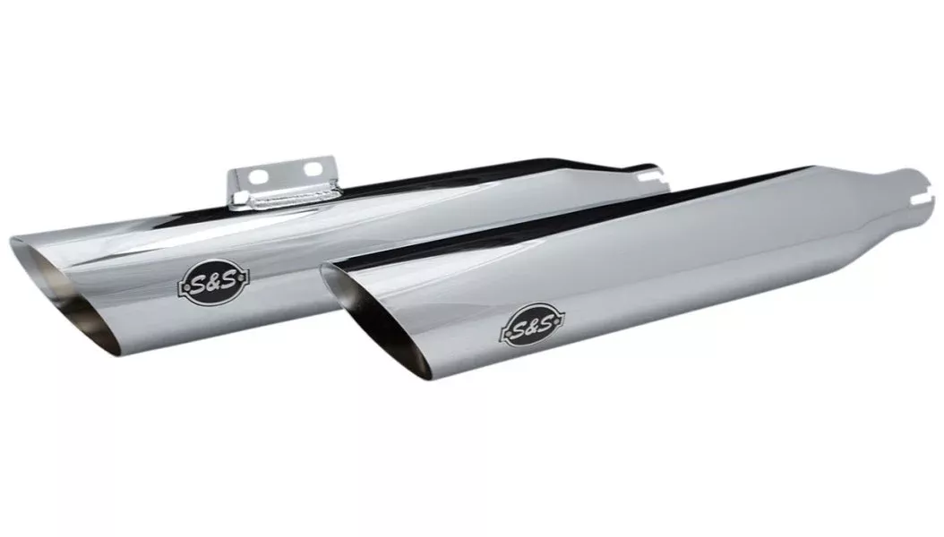 S&S Cycle Chrome Slash Cut 50 State Slip-On Mufflers Harley Softail M8 18-20