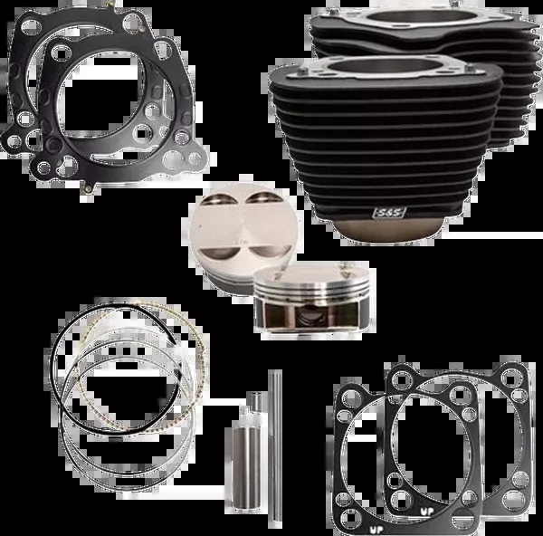 S&S Cycle Cylinder Kit – 124″ Big Bore – Wrinkle Black W/O Highlights – 107″ M8