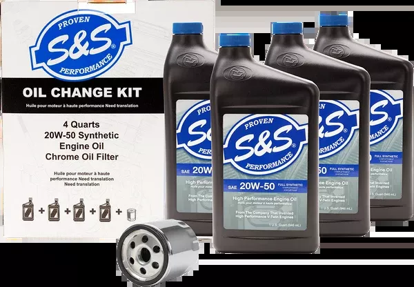 S&S Cycle Oil Change Kit – Chrome Filter – ’99-’17 Twin Cam – 4 US Quarts