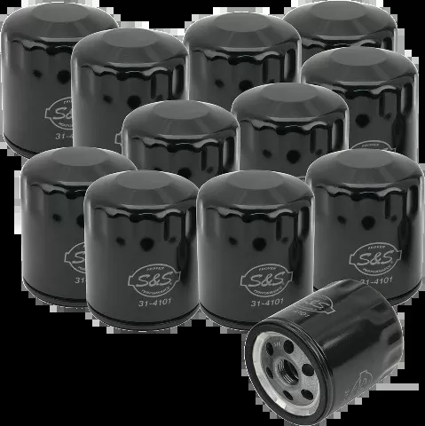 S&S Cycles Black 12 Pack Oil Filter for 1984-17 Harley Touring Softail Sportster