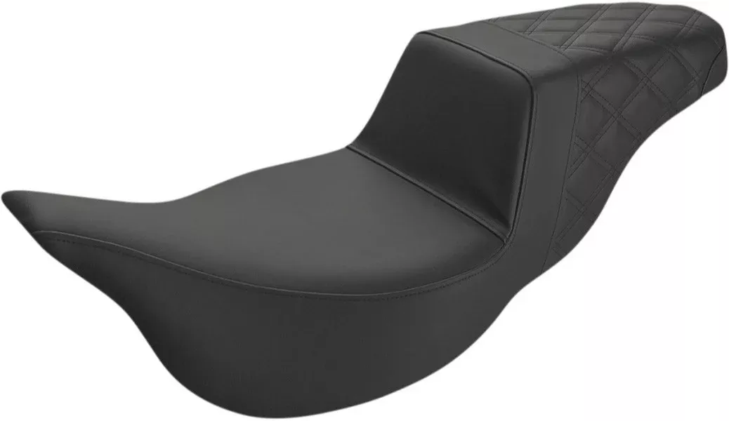 Saddlemen Black Step Up 2-Up Extended Reach Lattice Stitch Seat Harley Touring 08-Up