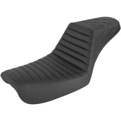 Saddlemen Black Step Up 2-Up Seat Tuck n Roll & Lattice Stitch Harley Dyna 04-05