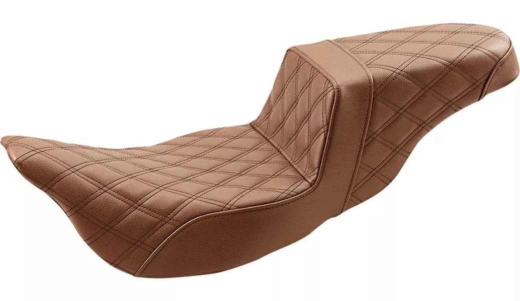 Saddlemen Brown Step Up 2-Up Seat Full Lattice Stitch Harley Touring 08-Up