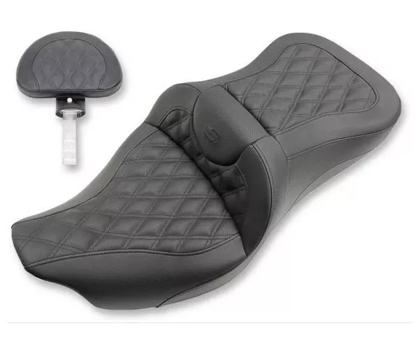 Saddlemen Extended Reach Road Sofa LS Seat w/ Driver Backrest for Harley Davidson Touring Models '08-Up (Not for '24-Up FLHX/FLTR Models)
