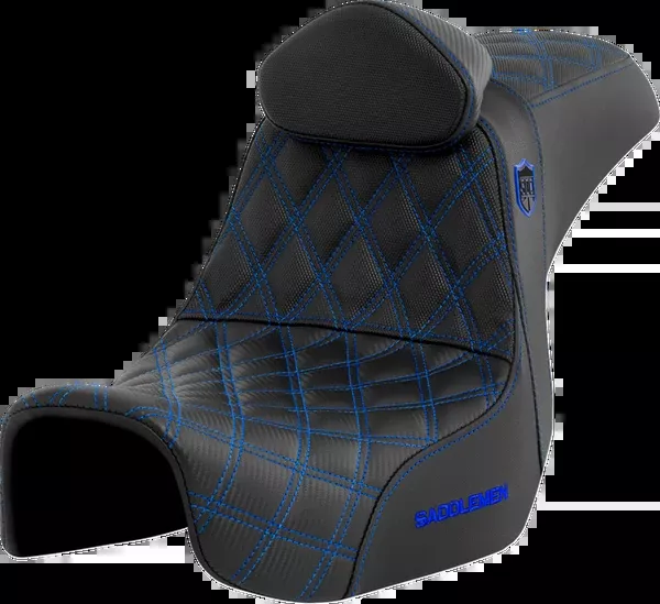 Saddlemen Pro Series SDC Performance Seat – W/ Backrest – Blue Stitch – Dyna ’06-’17