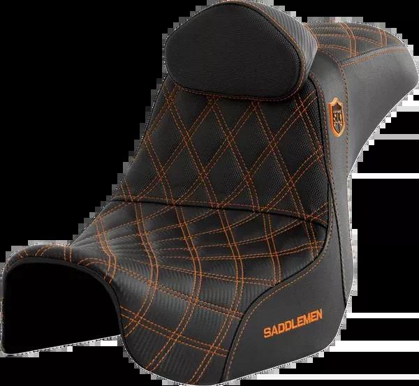 Saddlemen Pro Series SDC Performance Seat – W/ Backrest – Orange Stitch – Dyna ’06-’17