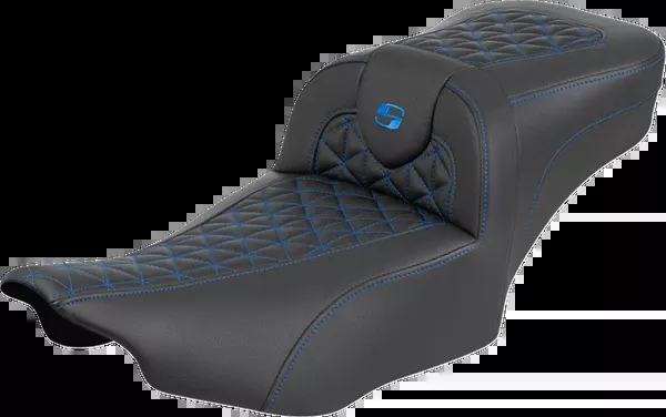 Saddlemen Roadsofa™ Extended Reach Seat - Without Backrest - Tri-Gripper Blue Stitch - FLH/FLT '23-'25