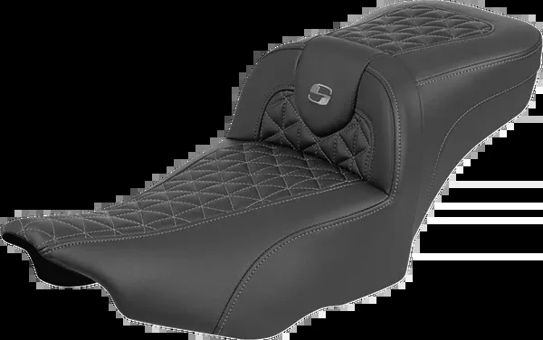 Saddlemen Roadsofa™ Extended Reach Seat – Without Backrest – Tri-Gripper Gray Stitch – FLH/FLT ’23-’25