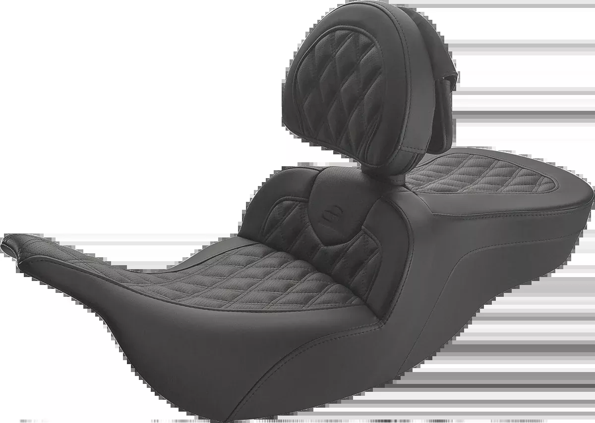 Saddlemen Roadsofa Lattice Stitched Seat w/ Backrest for 1997-07 Harley Touring