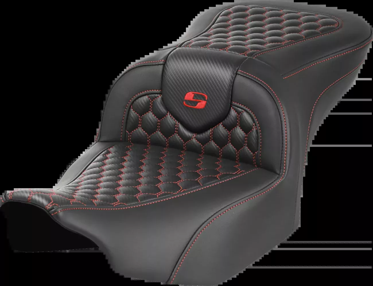 Saddlemen Roadsofa Red Honeycomb Stitch Gel Seat for 2023-2026 Harley Touring