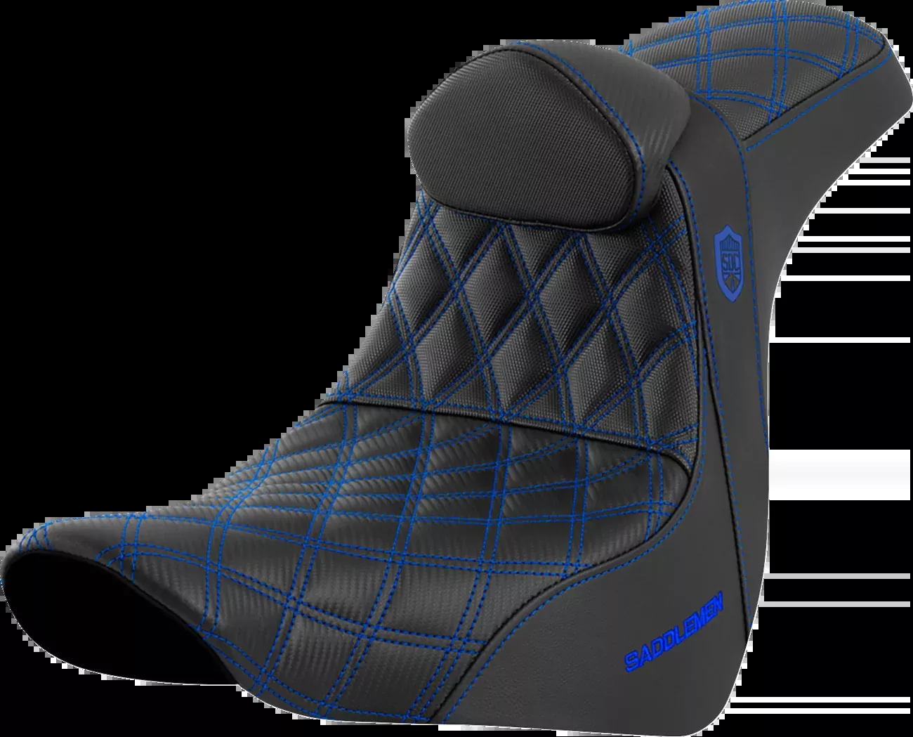 Saddlemen SDC Pro Series Blue Lattice Seat & Backrest 18-26 Harley Low Rider