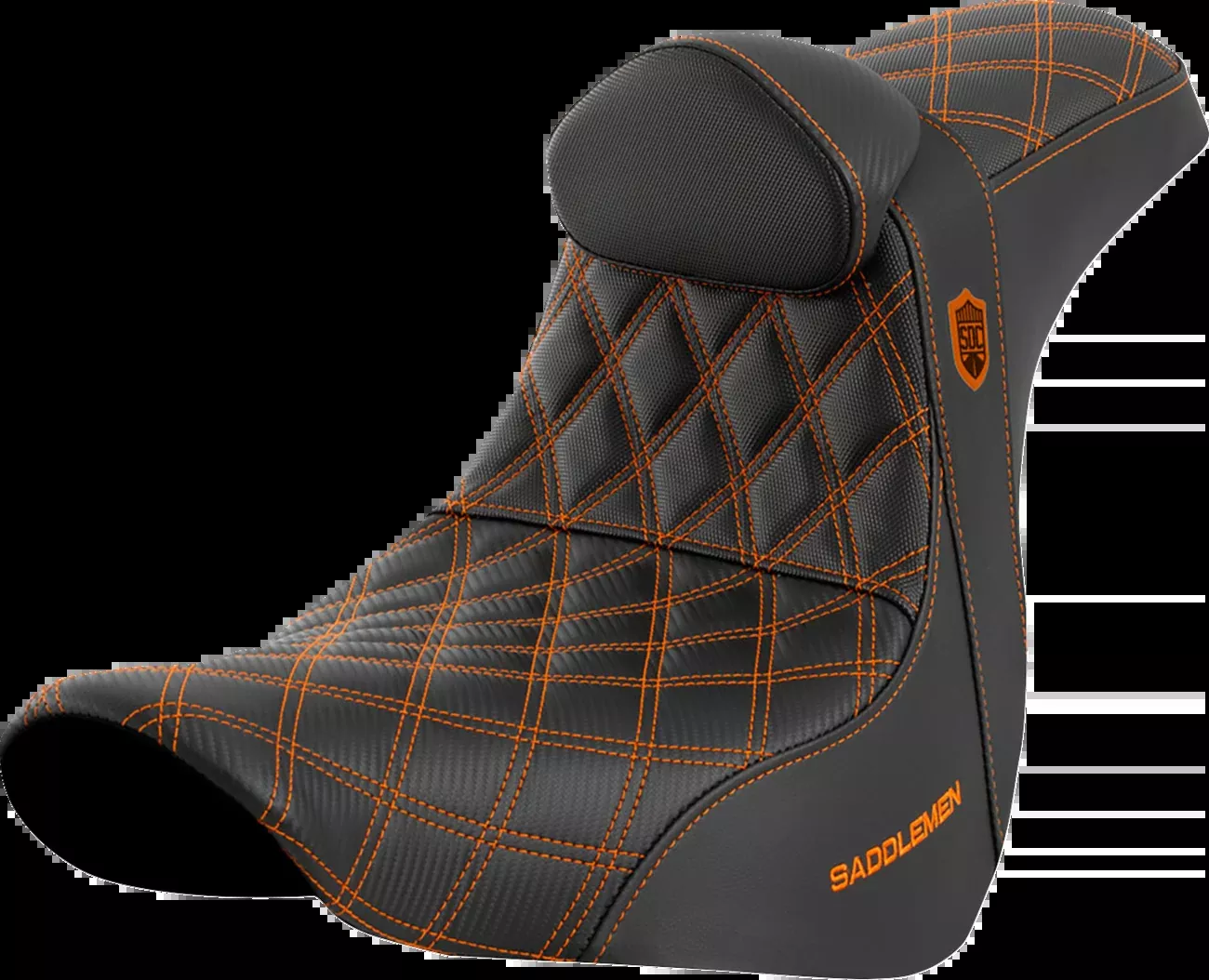 Saddlemen SDC Pro Series Orange Lattice Seat & Backrest 2018-26 Harley Low Rider