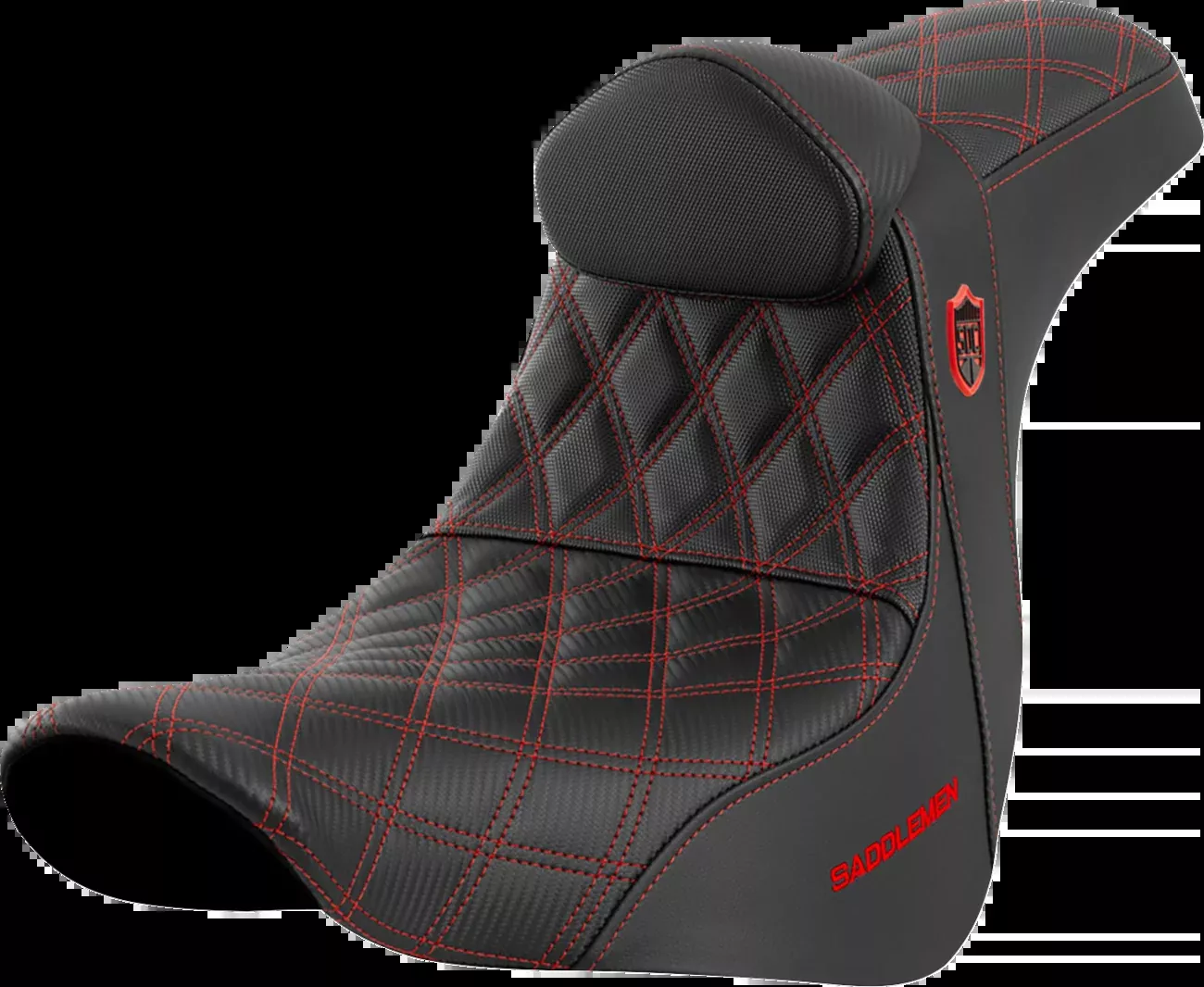 Saddlemen SDC Pro Series Red Lattice Seat & Backrest 2018-26 Harley Softail FXLR