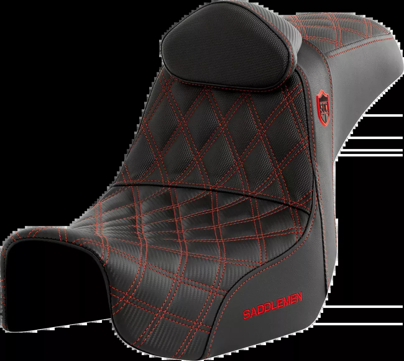 Saddlemen SDC Pro Series Red Lattice Seat & Backrest fits 2006-2017 Harley Dyna