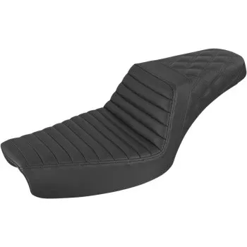 Saddlemen Step-Up Seat - Tuck & Roll / Rear Lattice Stitch - Black - 96-03 Dyna