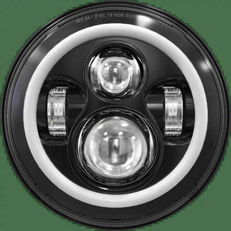 Speed Demon 45W 7" Motorcycle Headlight With DRL Halo DOT
