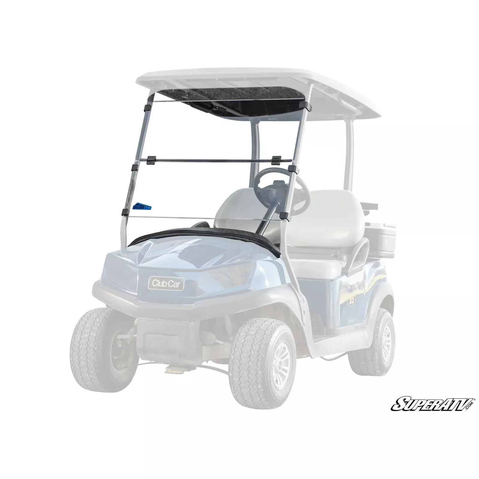 SuperATV Corsa Blue Club Car Tempo Flip Down Windshield FDWS-CC-TEM-70