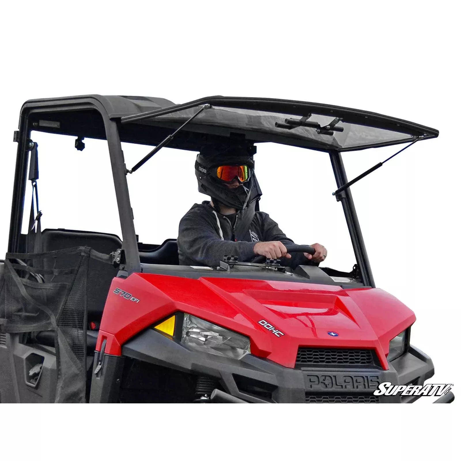 SuperATV Polaris Ranger Midsize Scratch Resistant Flip Windshield FWS-P-RANMID-70