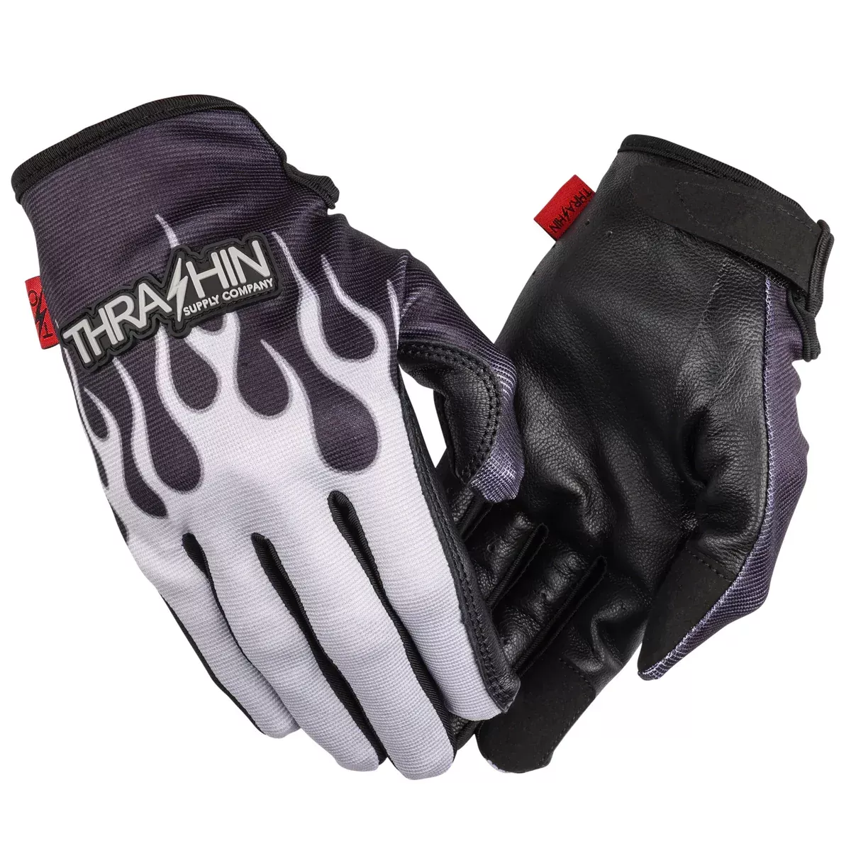 Thrashin Supply Co. Stealth Leather Palm Gloves, Flame – Gray – SV1-22-08