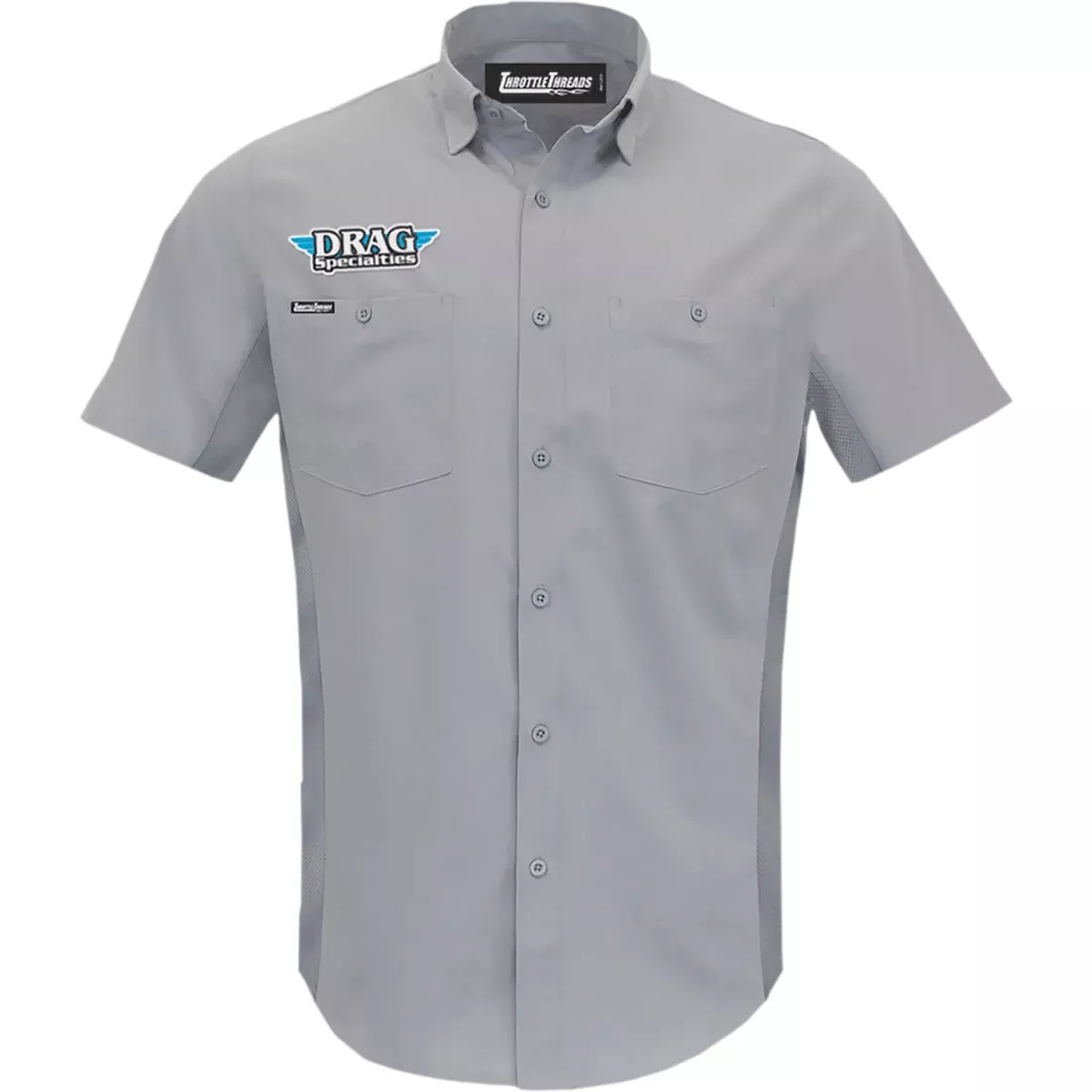 THROTTLE THREADS 3040-3067 DRG31ST26GYLG Drag Specialties Vented Shop Shirt gray – large