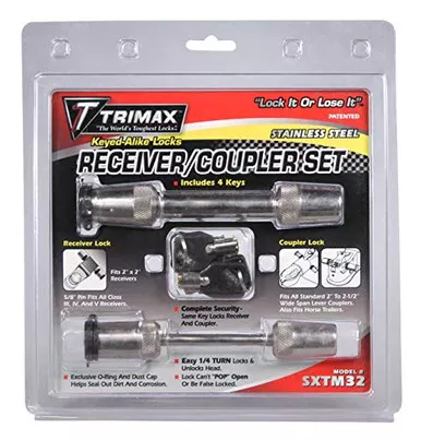 Trimax SXTM32 Stainless Steel 5/8" Receiver Lock & 2.5" Span Coupler