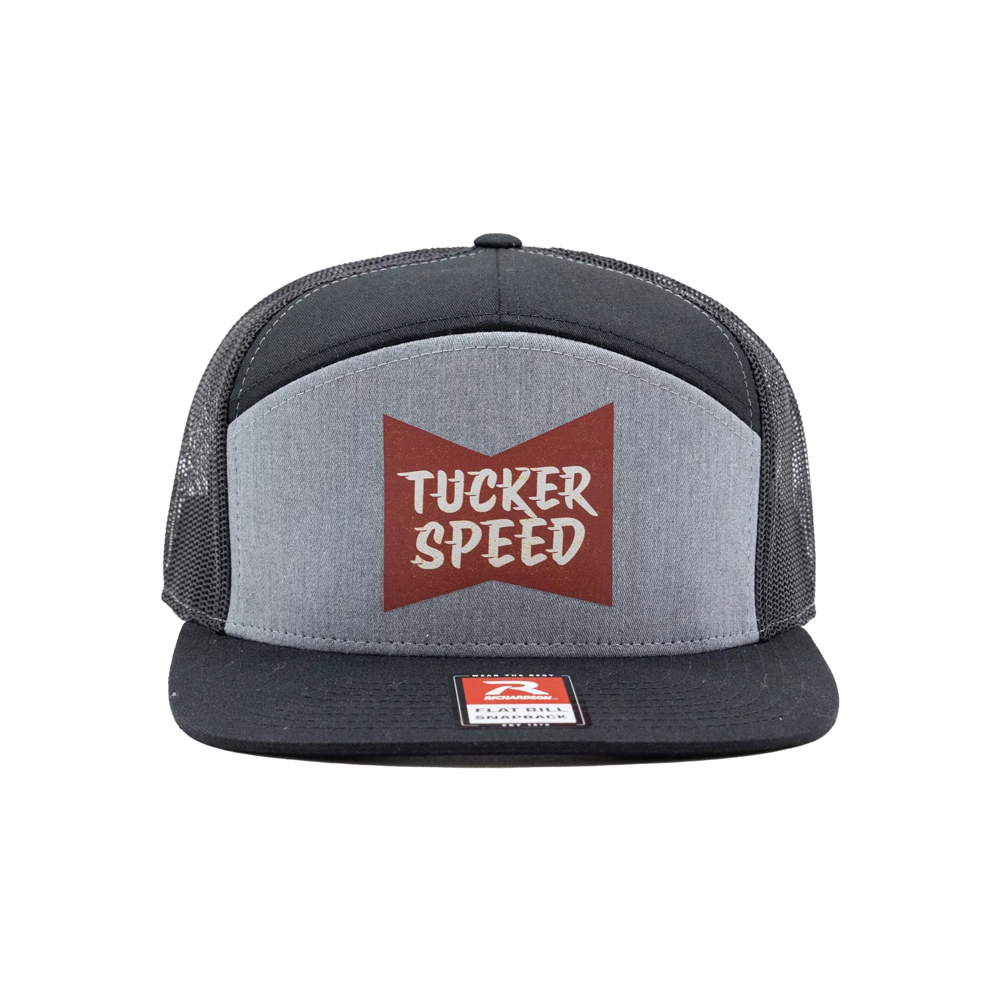 Tucker Speed Bowtie Hat – 7 Panel Gray & Black Snapback